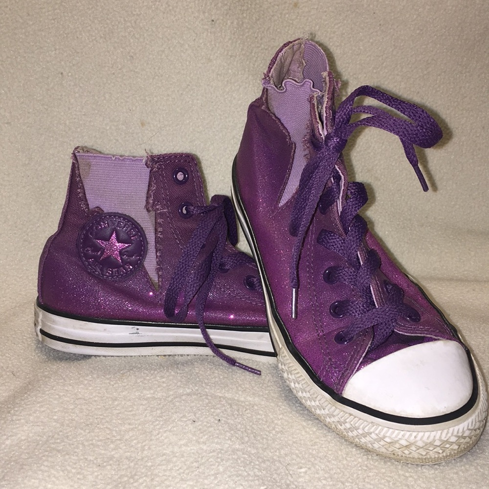Purple Sparkly Converse hi-tops